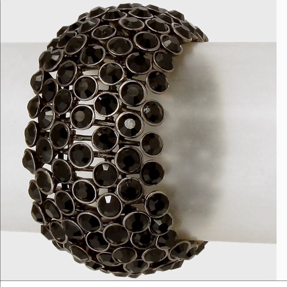 Black Rhinestone Gem Stretch Bracelet